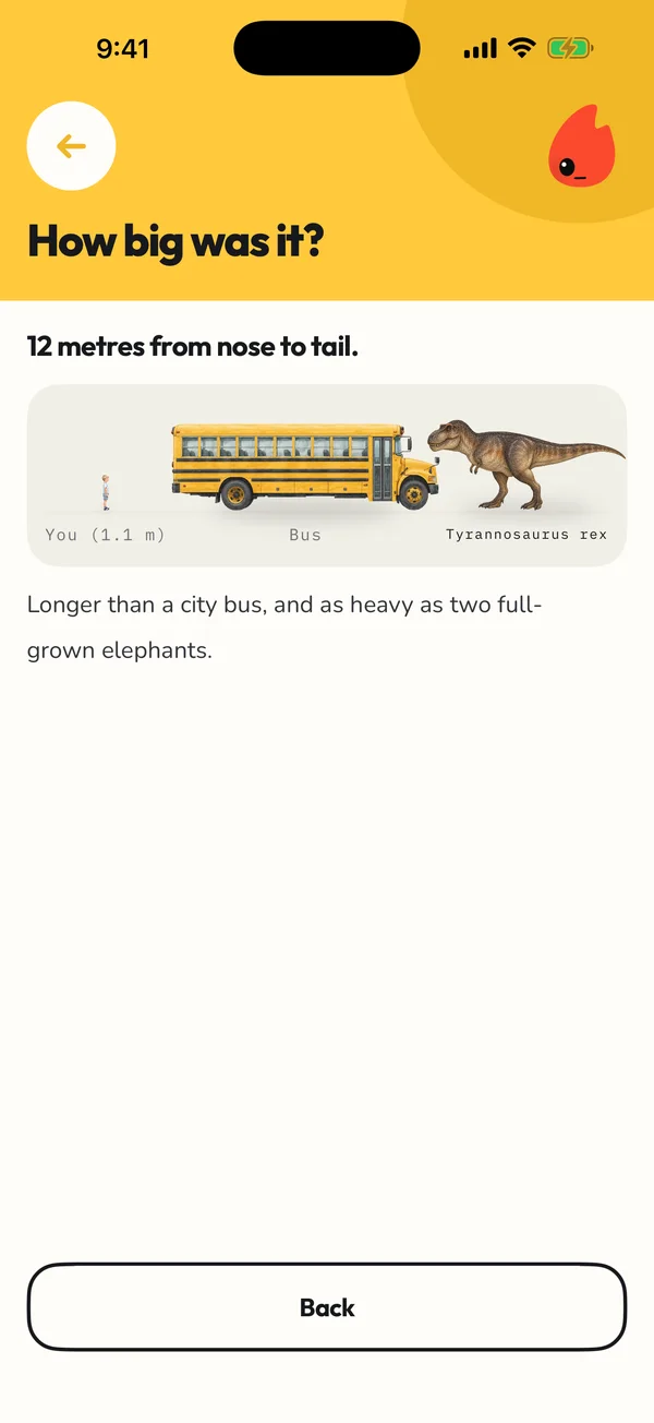 How big was it? A Tyrannosaurus rex next to a school bus and a child, drawn to scale